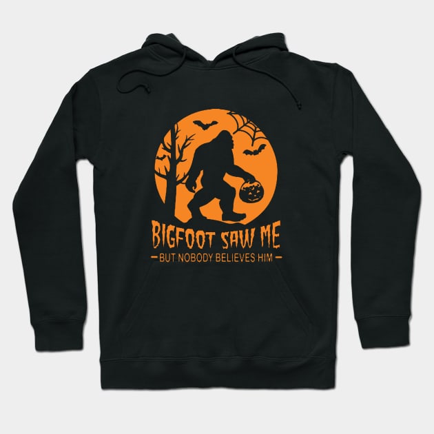 Bigfoot Saw Me - Halloween Orange Hoodie by AbundanceSeed